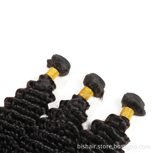 1/3/4 bunch Brazilian hair deep wavy hair bunch 100% real human hair Remy wig 8-30 inch without knots and no shedding wholesale
